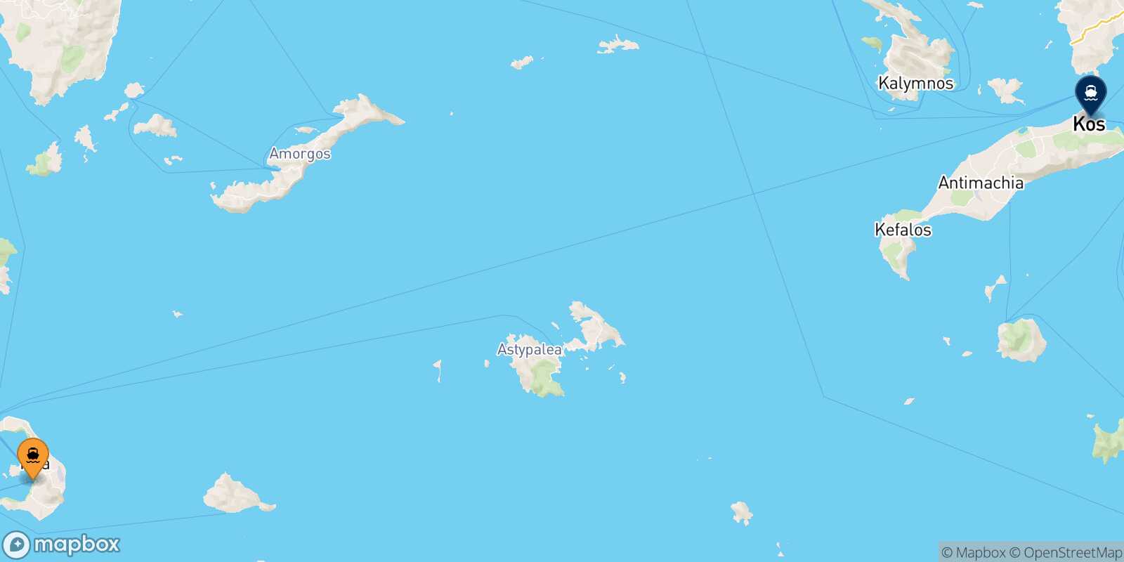 Mapa de la ruta Santorini Kos