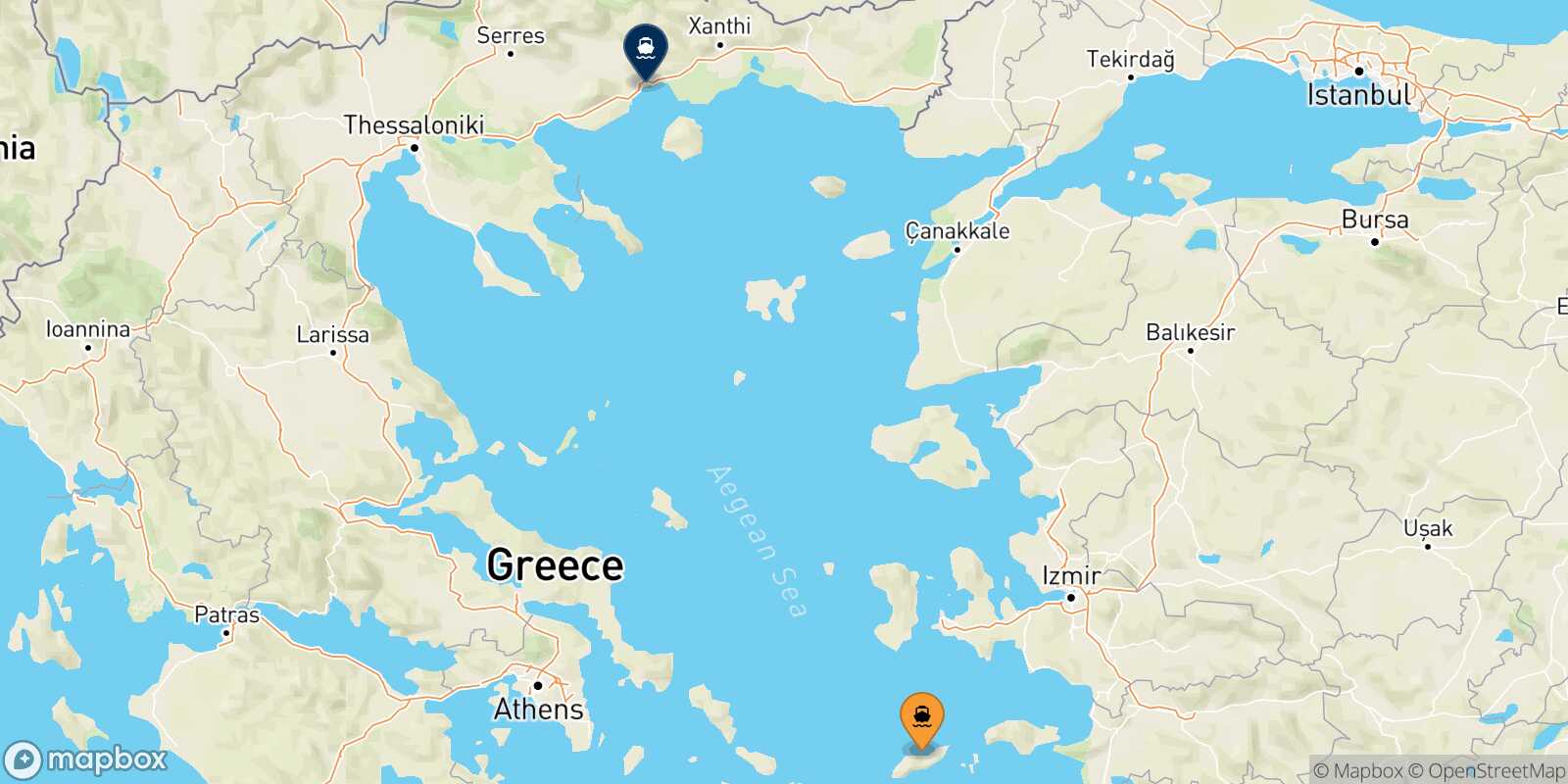 Mapa de la ruta Agios Kirikos (Ikaria) Kavala