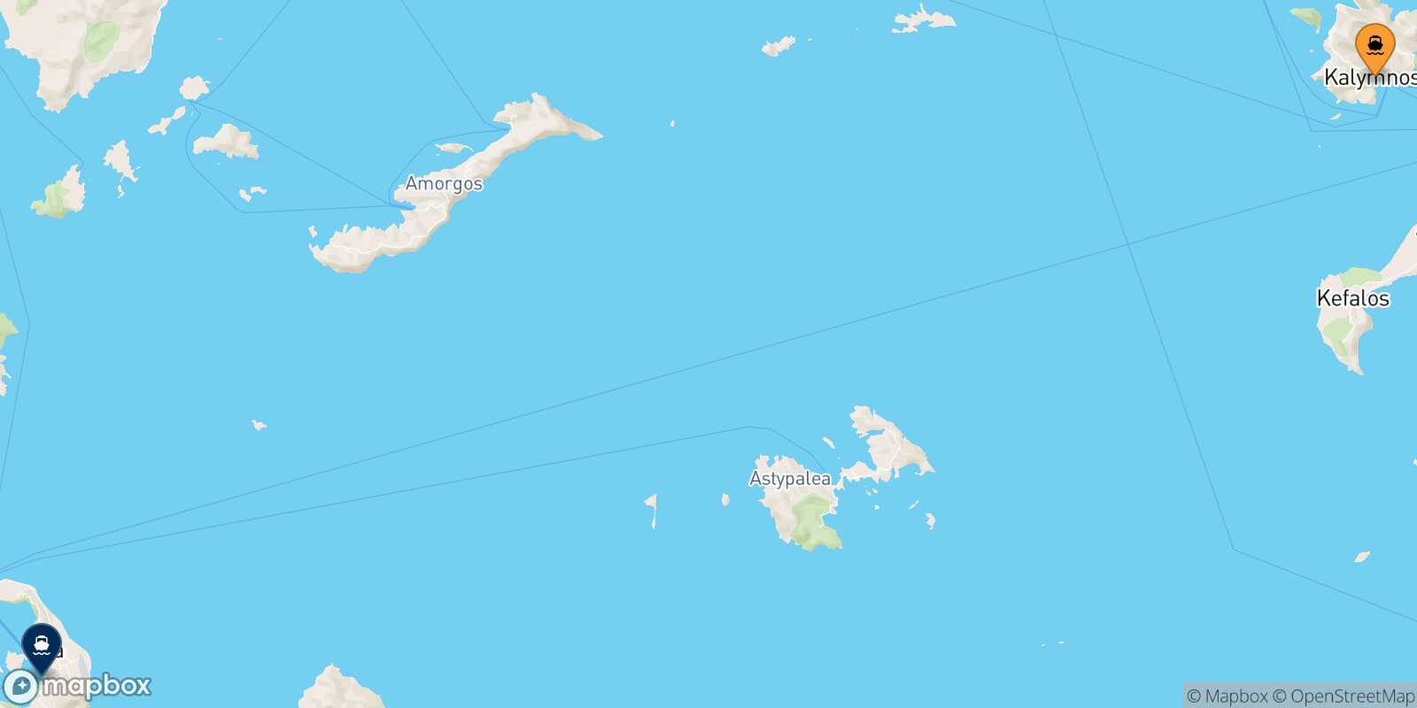 Mapa de la ruta Kalymnos Santorini