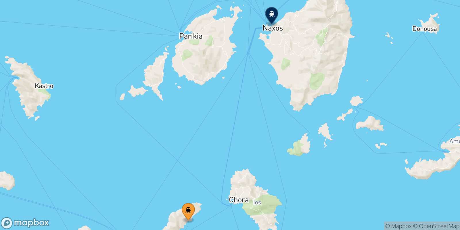 Mapa de la ruta Sikinos Naxos