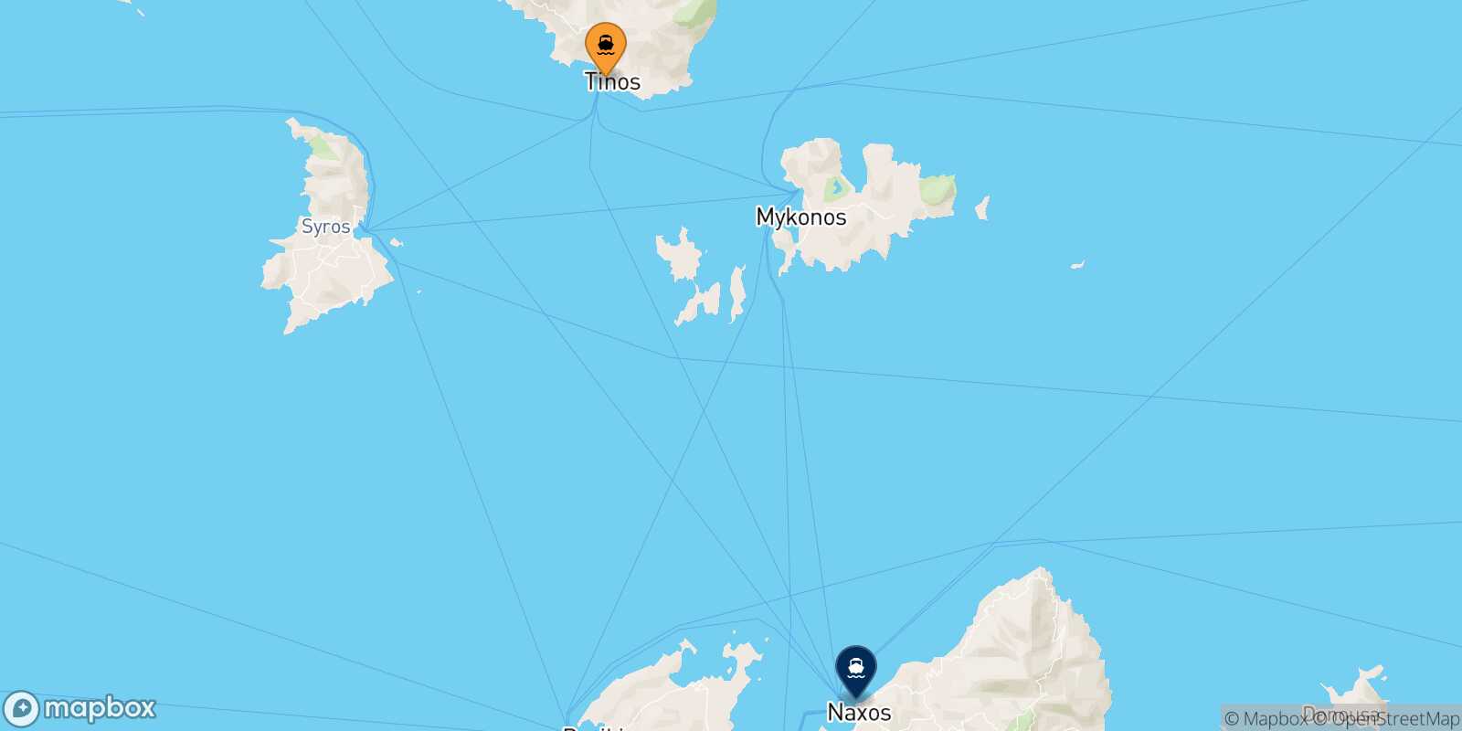 Mapa de la ruta Tinos Naxos