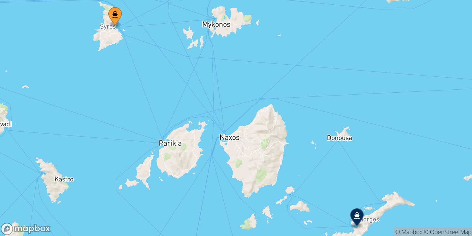 Mapa de la ruta Syros Katapola (Amorgos)