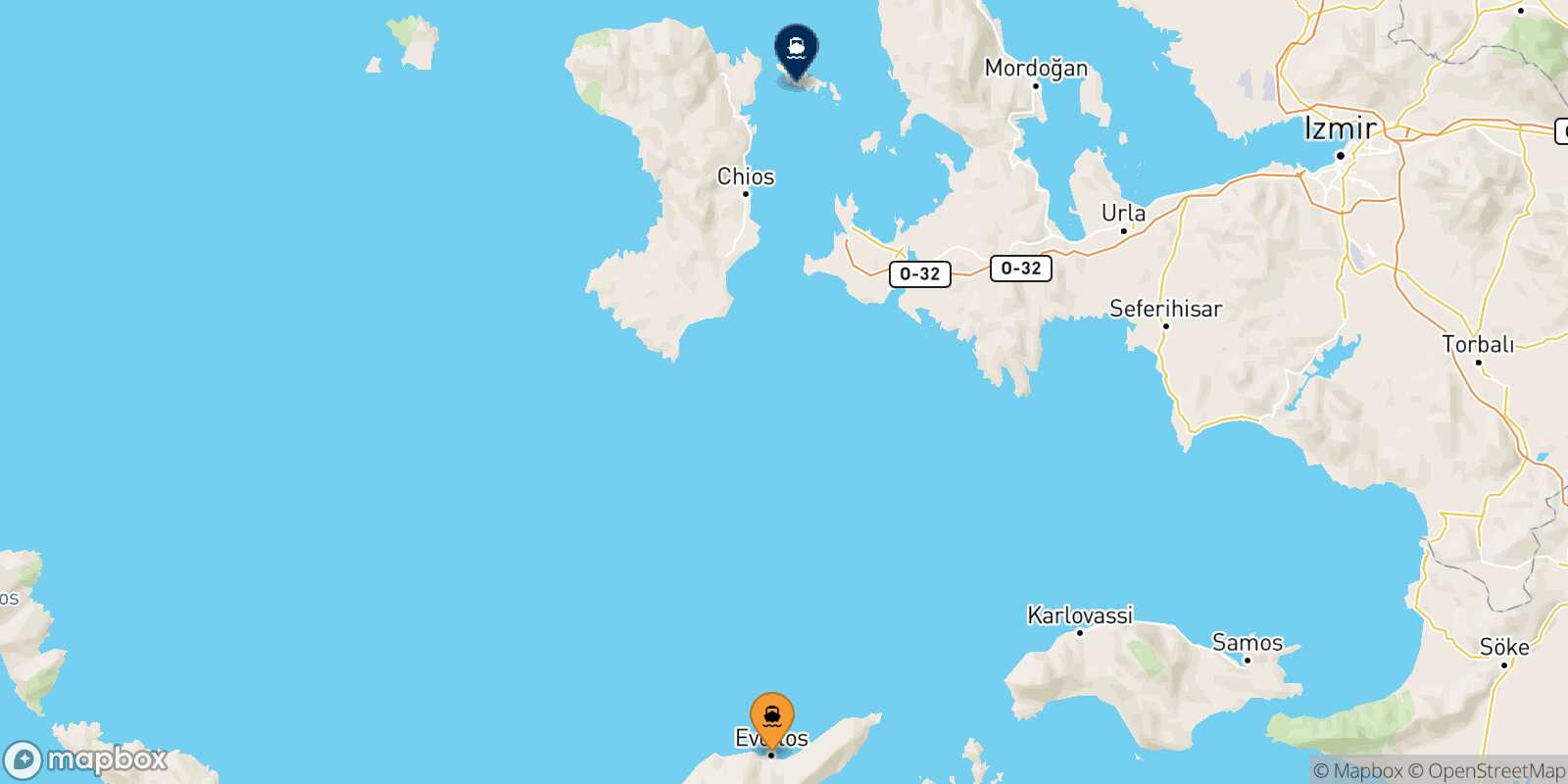 Mapa de la ruta Evdilos (Ikaria) Inousses
