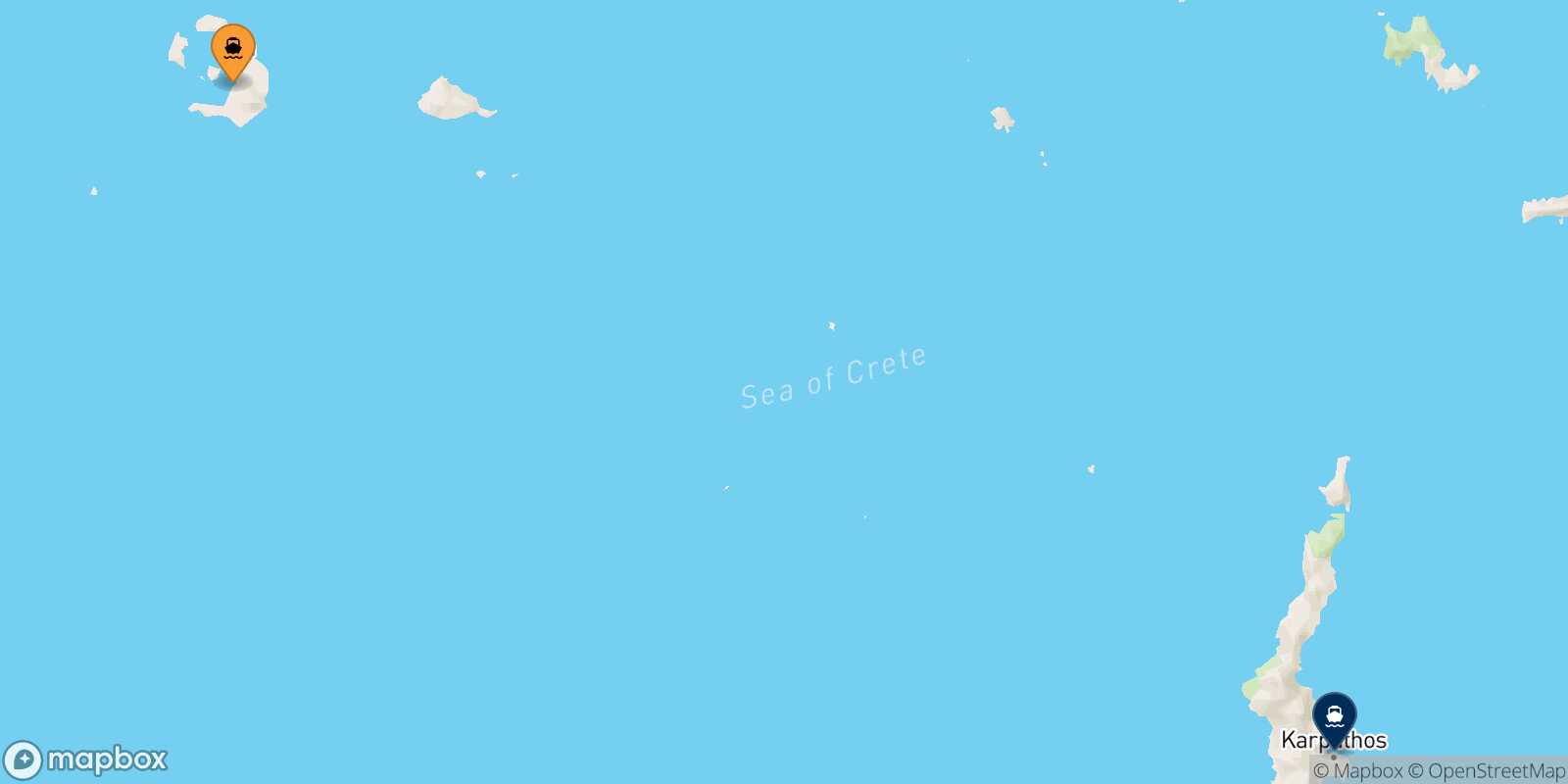 Mapa de la ruta Santorini Karpathos