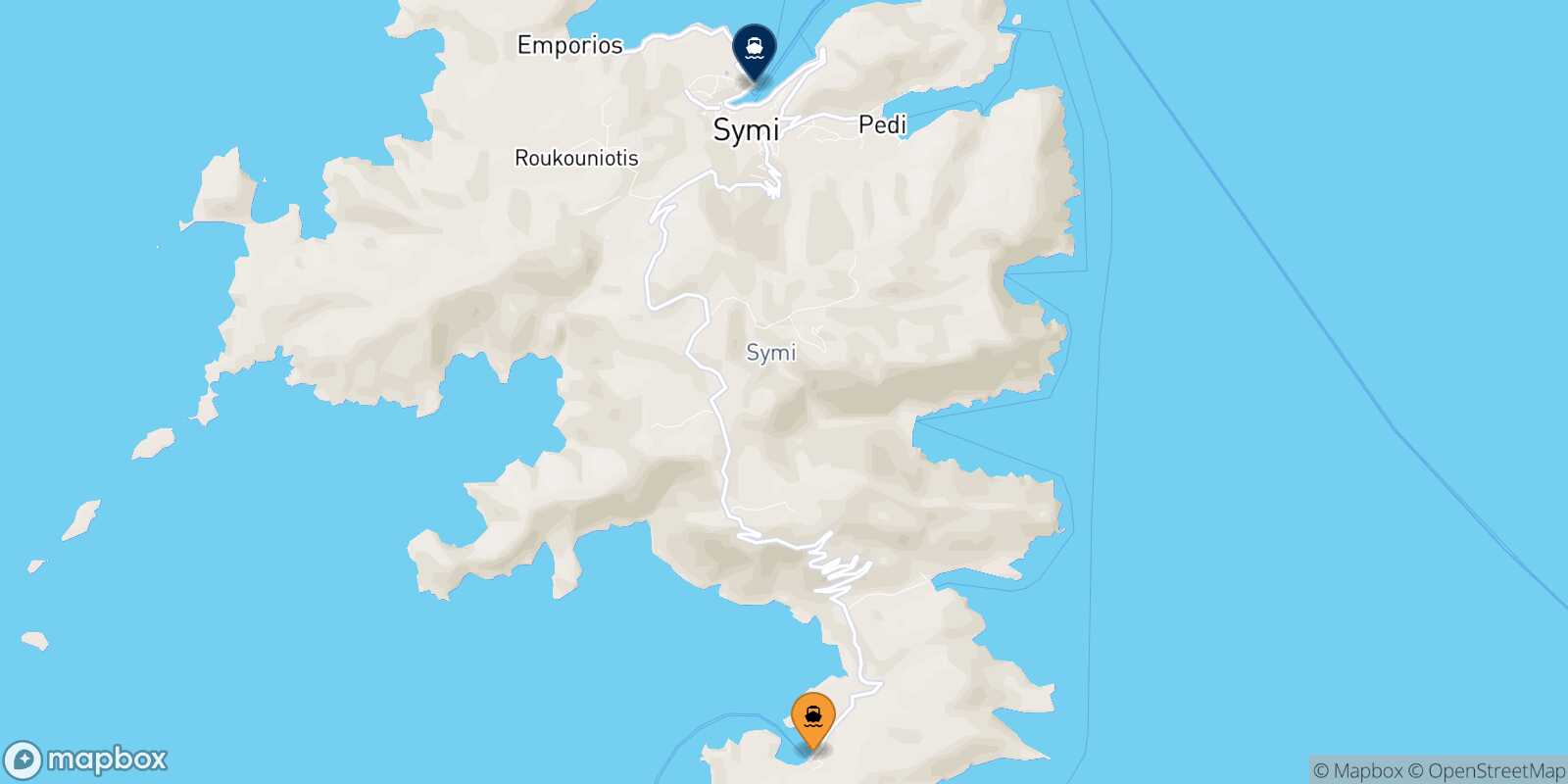 Mapa de la ruta Panormitis (Symi) Symi