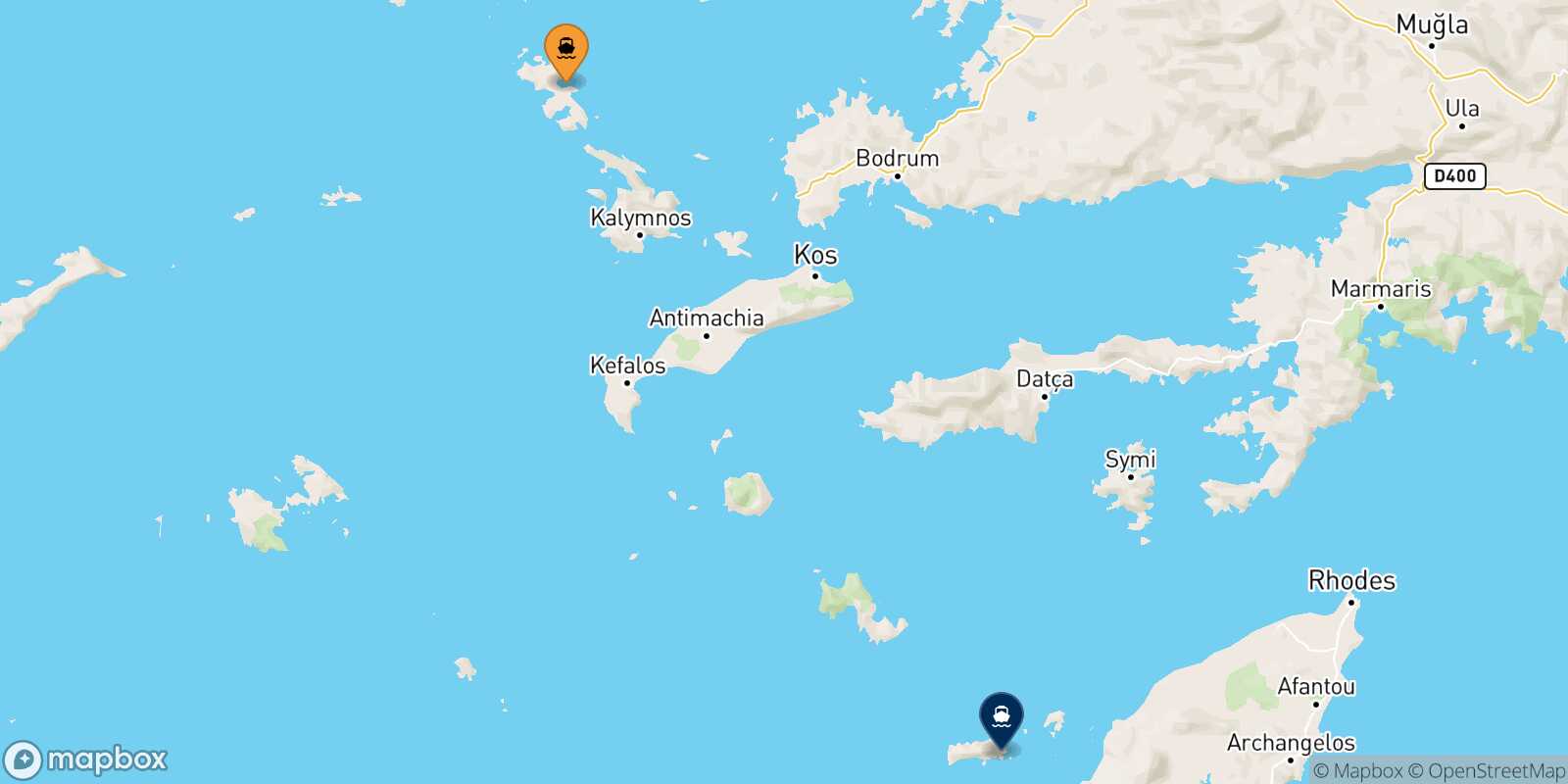 Mapa de la ruta Leros Chalki