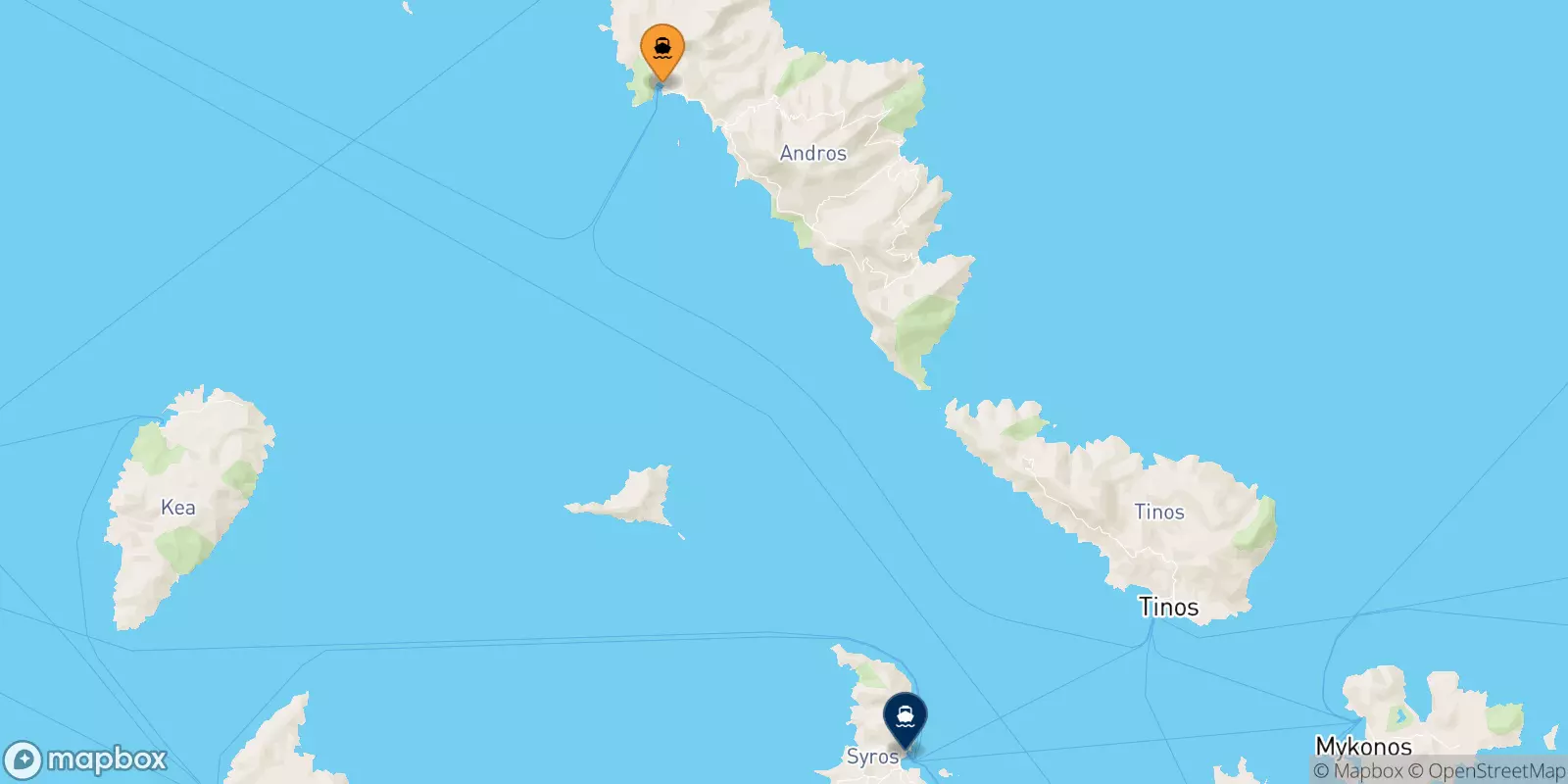 Ferries de Andros a Syros