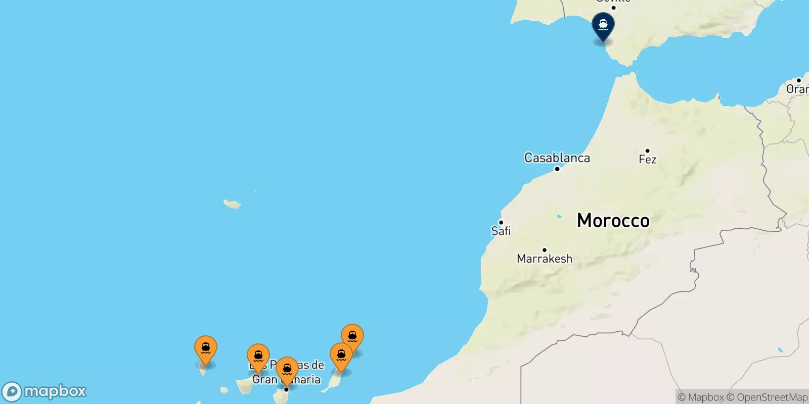 Ferries de Islas Canarias a Cadiz