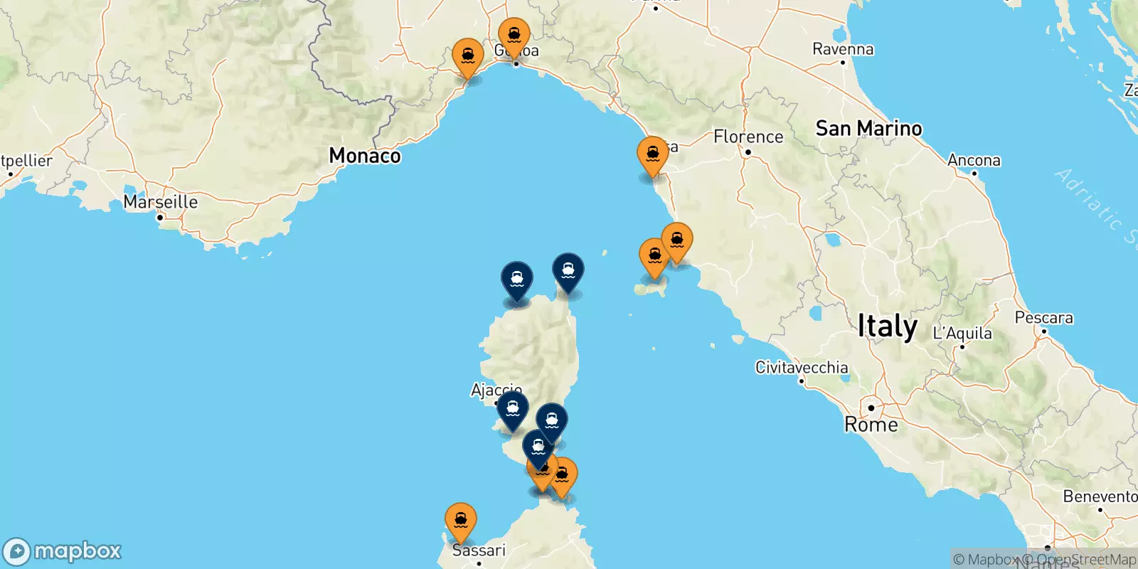 Ferries de Italia a Córcega