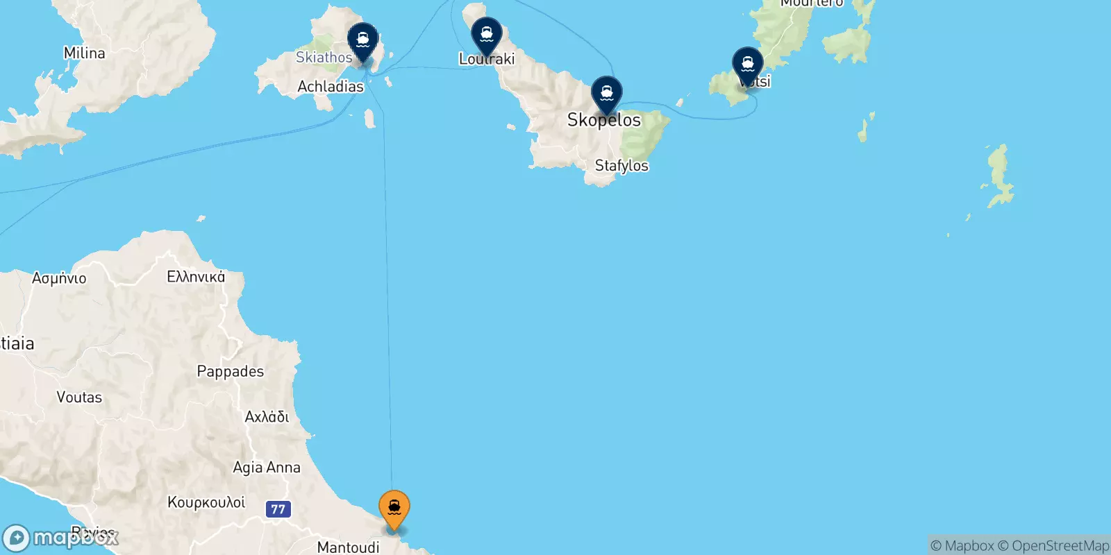 Ferries de Mantoudi (Evia) a Islas Espóradas