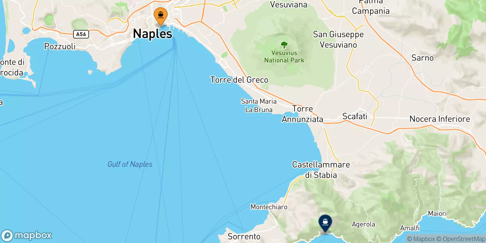 Ferries de Nápoles Beverello a Positano