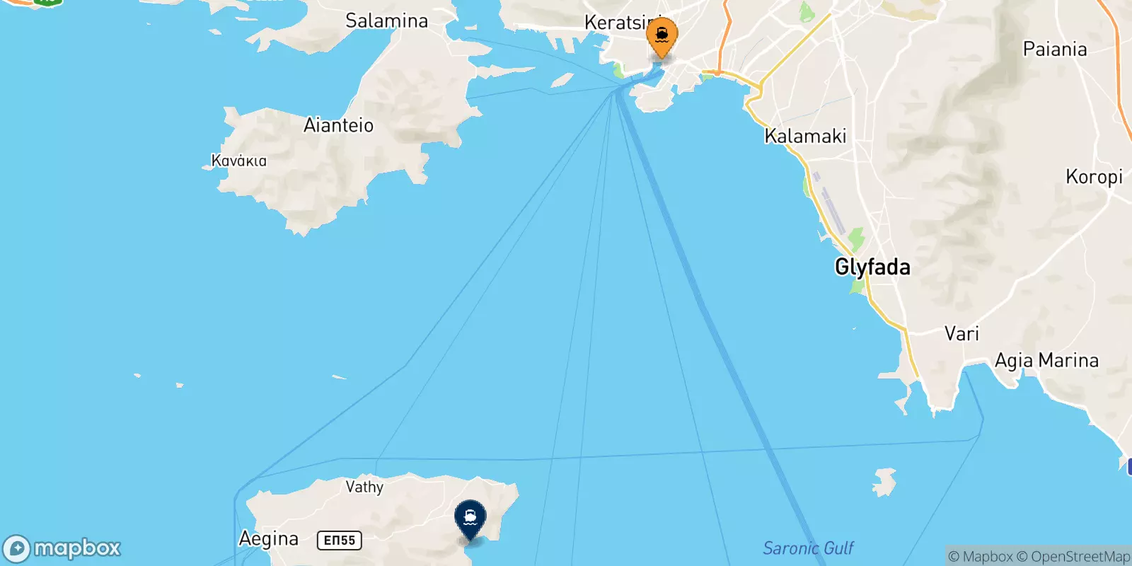 Ferries de El Pireo a Agia Marina (Aegina)