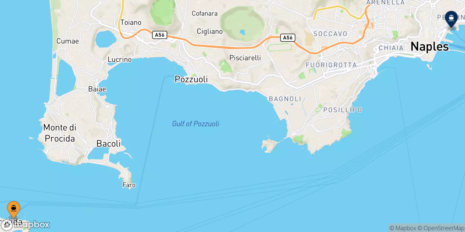 Ferries de Procida a Nápoles Beverello