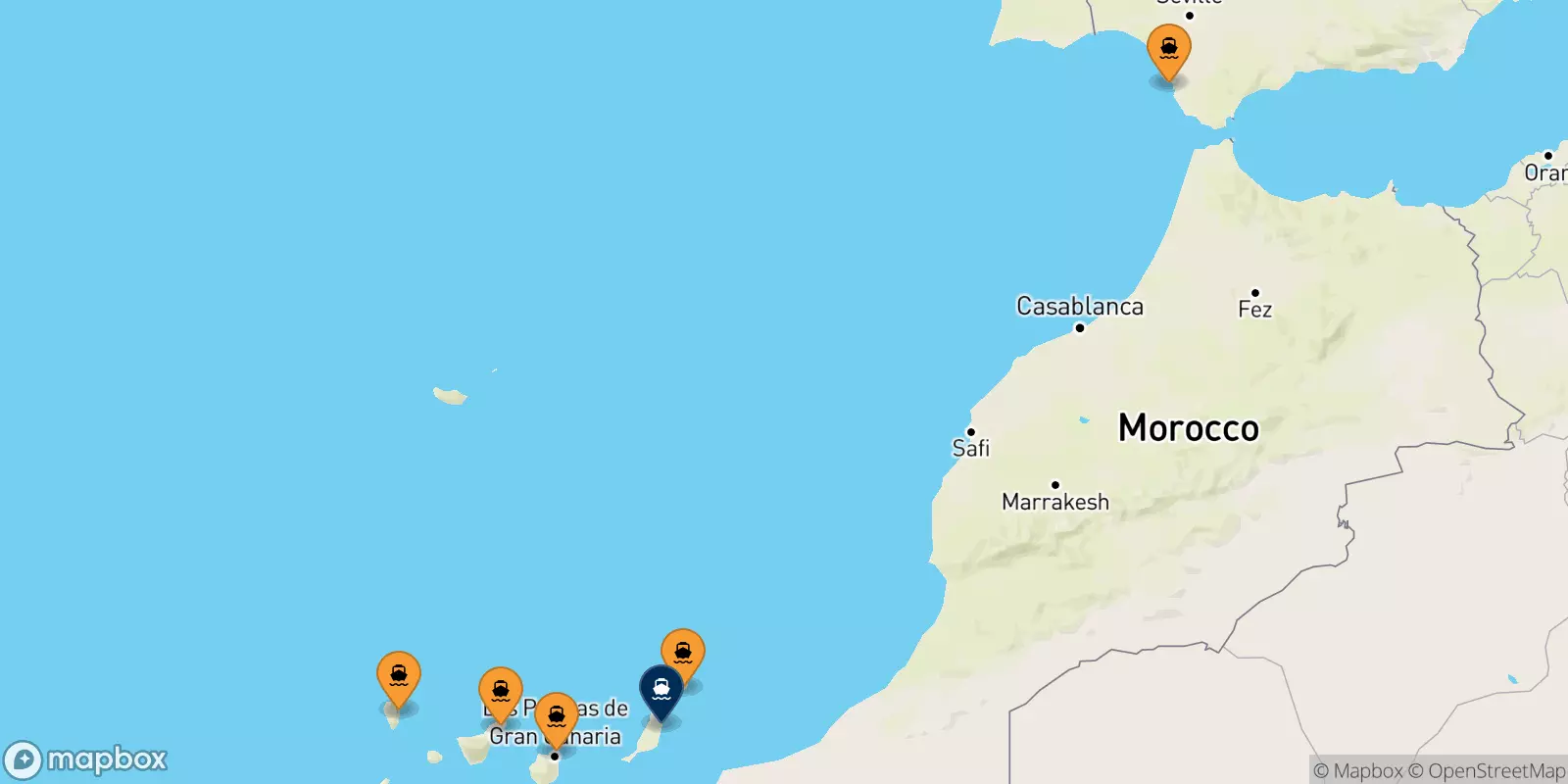 Ferries de España a Puerto Del Rosario (Fuerteventura)