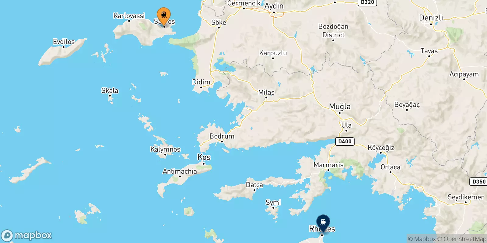 Ferries de Vathi (Samos) a Rodas