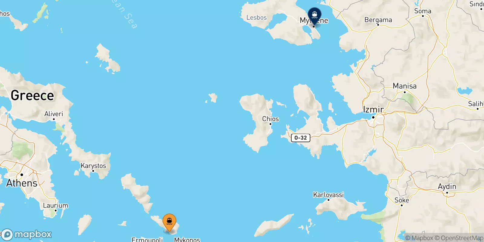 Ferries de Tinos a Mytilene (Lesvos)