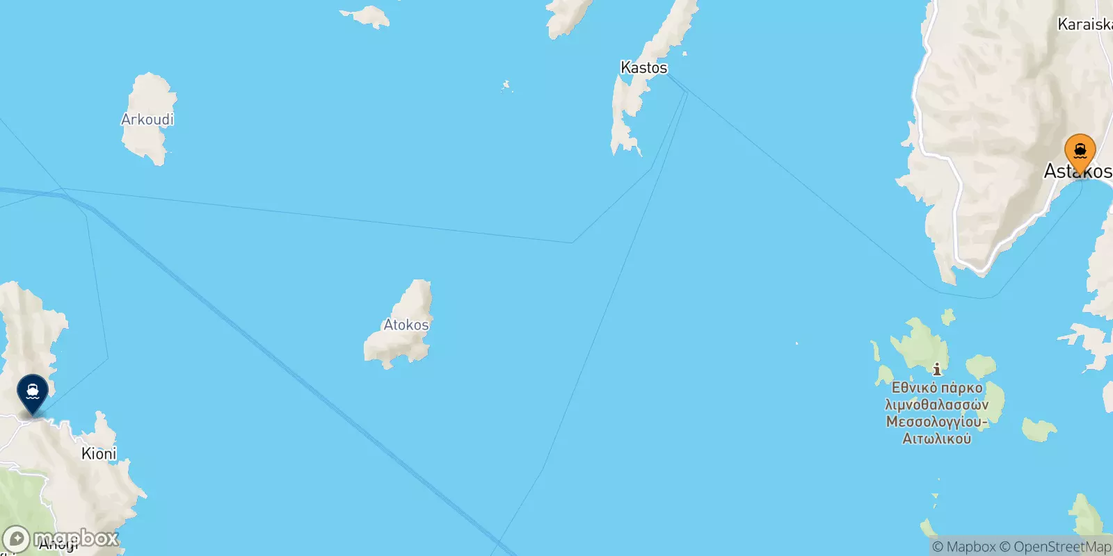 Ferries de Astakos a Frikes (Itaca)