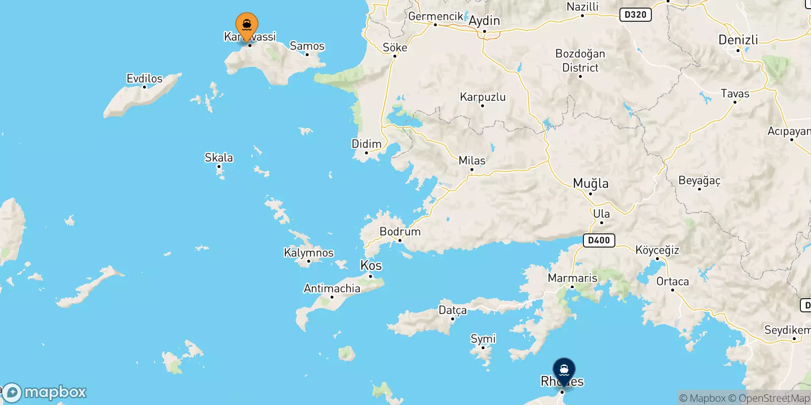 Ferries de Karlovassi (Samos) a Rodas