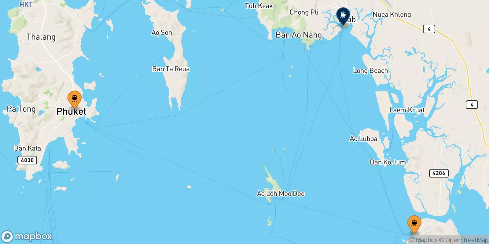 Ferries de Tailandia a Krabi (Klong Jilad Pier)